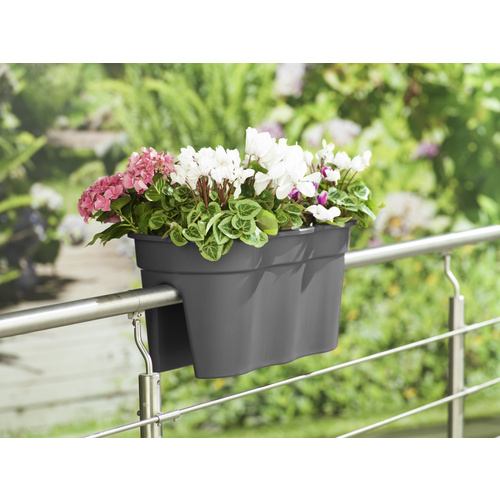 Thumbnail - KHW Geländerblumenkasten, Kunststoff (PP), anthrazit, oval - grau