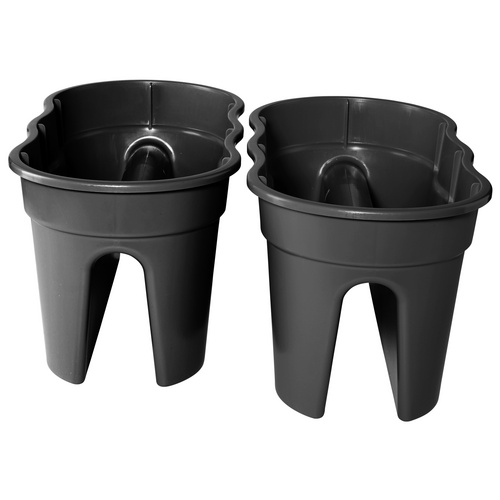 Thumbnail - KHW Geländerblumenkasten, Kunststoff (PP), anthrazit, oval - grau