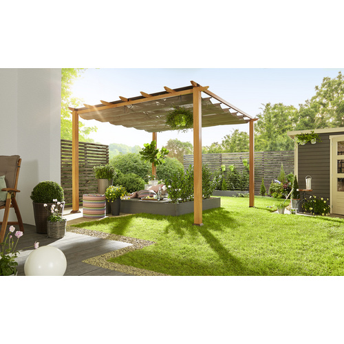 Paragon Outdoor Aluminium Pergola / Pavillon 'Florida' Mit Ausziehbarem Sonnensegel, Holzoptik, 350 X 350 X 235 Cm (L X B X H) 701762791068 - Image 4
