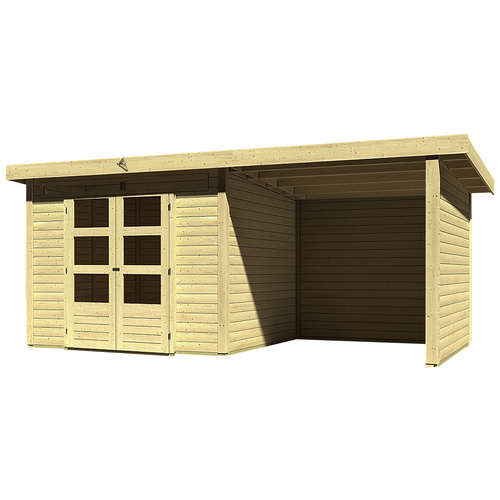 KARIBU Ferienhaus »Kandern«, Holz, BxHxT: 565 x 222 x 274 cm (Außenmaße inkl. Dachüberstand) - braun |  Fichte  |  7 m²