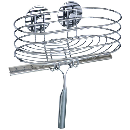 WENKO Duschablage Turbo-Loc, inklusive Duschabzieher, Befestigen ohne bohren