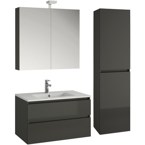 Allibert Badmöbel-Set Alma, (4-St), bestehend aus Waschplatz, Spiegelschrank und Hochschrank