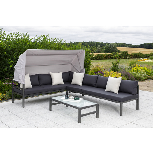 MERXX Loungeset Amaro, 18-tlg., Ecklounge, Tisch 55x110 cm, Textil/Alu