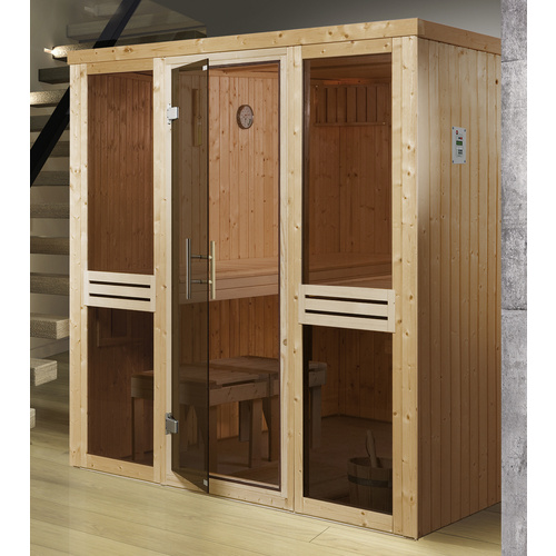 WEKA Sauna »Kaarina 2«, ohne Ofen, 177 x 199 x 194 cm, mit Fenster - beige