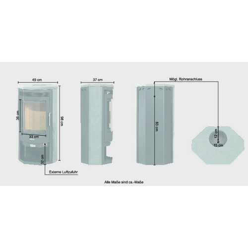 JUSTUS Kaminofen »Usedom«, Stahl | Speckstein, 5 kW - schwarz (Rabatt: 19 %)