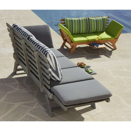 MERXX Gartenbank Daybed Akazie, Akazienholz, klappbar, 80x200x67 cm, inkl. Auflagen