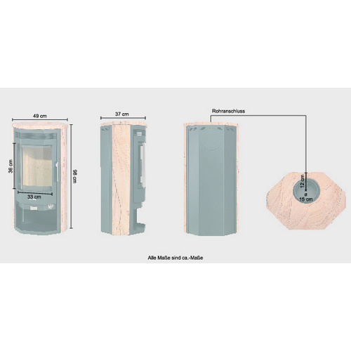 JUSTUS Kaminofen »Usedom 5 D«, Sandstein, 5 kW - schwarz (Rabatt: 19 %)