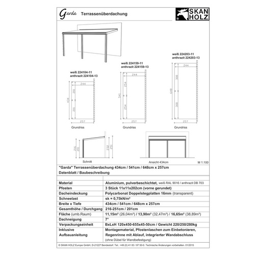 SKANHOLZ Terrassenüberdachung »Garda«...
