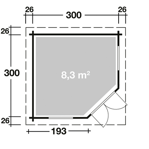 WOLFF FINNHAUS Gartenhaus »Katrin«, Holz, BxHxT: 352 x 289 x 300 cm (Außenmaße inkl. Dachüberstand) - beige |  Fichte  |  9 m²