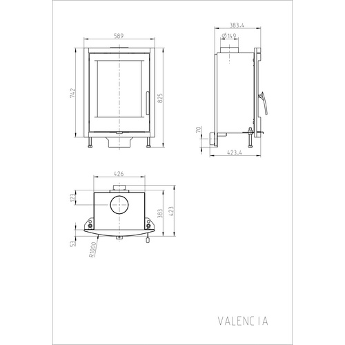 THORMA Kamineinsatz »Valencia«, 8,15 kW, eckig, Stahlblech - schwarz (Rabatt: 10 %)