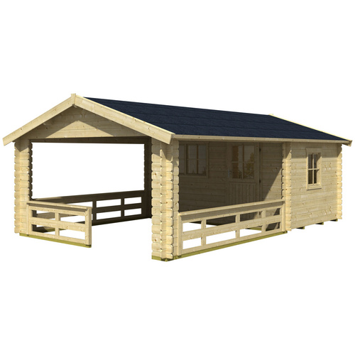 SKANHOLZ Ferienhaus »Alicante 1«, Holz, BxHxT: 420 x 258 x 513 cm (Außenmaße inkl. Dachüberstand) - beige |  Fichte