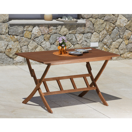 Thumbnail - Klapptisch, BxHxL: 70 x 73 x 135 cm, Tischplatte: Eukalyptusholz - beige