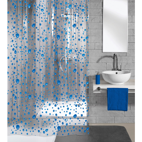 KLEINE WOLKE Duschvorhang, BxH: 180 x 200 cm, Tropfen, marineblau