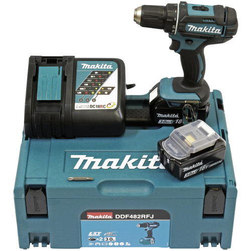 Image of MAKITA Akku-Bohrschrauber »DDF482RFJ«, 18 V, inkl. 2 Akkus - blau