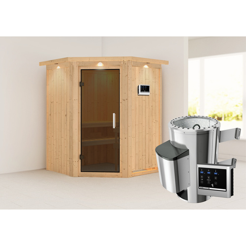Thumbnail - KARIBU Sauna »Wolmar«, inkl. 3.6 kW Saunaofen mit externer Steuerung, für 3 Personen - beige