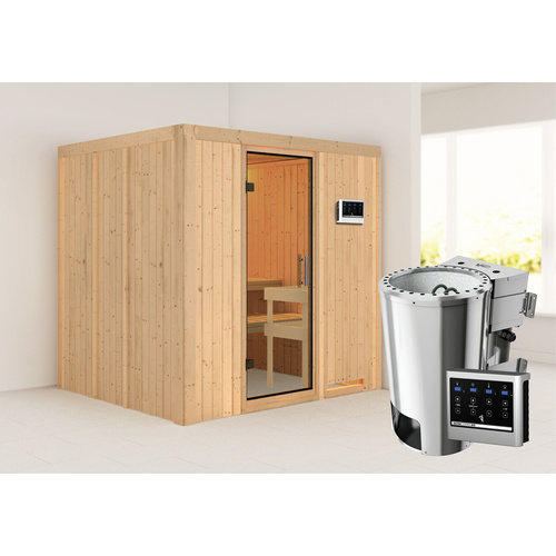 Thumbnail - KARIBU Sauna »Olai«, inkl. 3.6 kW Saunaofen mit externer Steuerung, für 3 Personen - beige