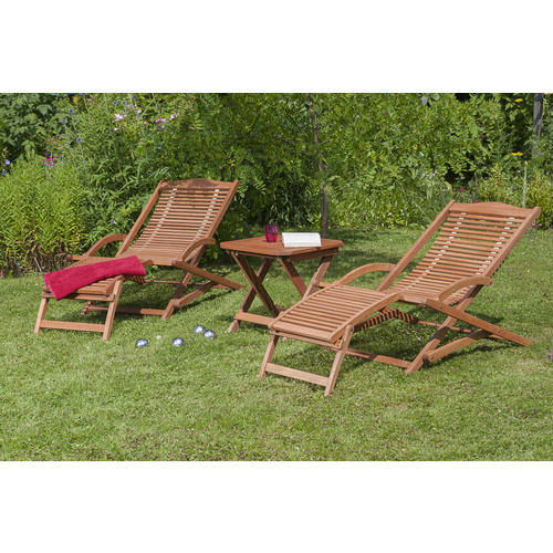 Merxx Gartenliegen-Set Copa Cabana Natur 3-tlg.