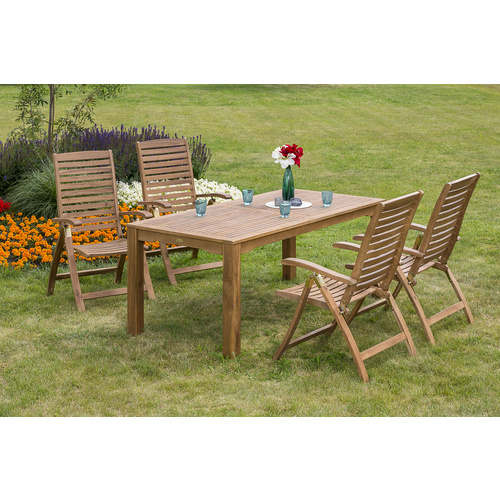 Merxx Gartenmöbel-Set Paraiba 5-tlg. Braun inkl. Tisch 185 cm x 90 cm
