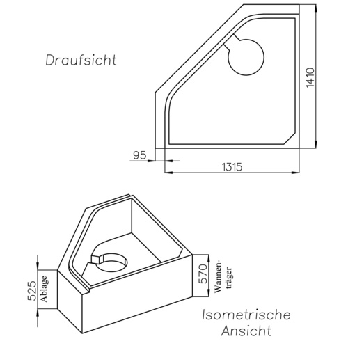 OTTOFOND Wannenträger »Ancona«, BxHxL: 141 x 57 x 141 cm, weiß - weiss