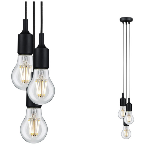 Paulmann LED Pendelleuchte Neordic Ketil max3x20W E27 Schwarz 230V Sililkon/Kunststoff