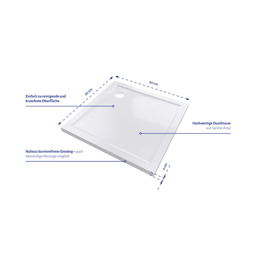 Thumbnail - Marwell Duschwanne, BxT: 90 x 90 cm