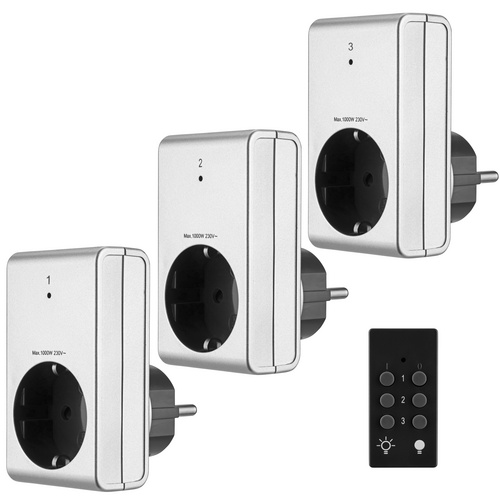 Funk Steckdosen Set 3 PLUS 1 silber
