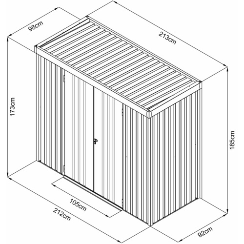 Thumbnail - Mr. GARDENER Geräteschrank, BxHxL: 213 x 185 x 98 cm, abschließbar - grau