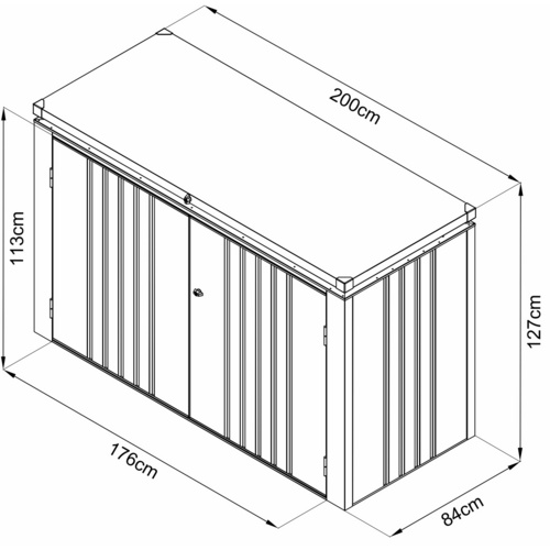 Thumbnail - Mr. GARDENER Mülltonnenbox, BxHxT: 200 x 133 x 84 cm, anthrazit-metallic - grau