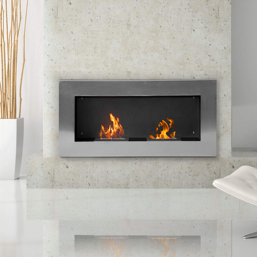 HOMCOM Gel-Kamin, BxHxT: 54 x 14 x 54 cm, Edelstahl - silberfarben