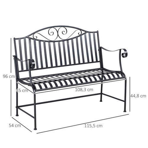 Outsunny Gartenbank, Metall, 2-Sitzer, B...