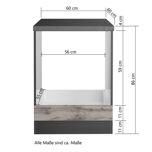 Thumbnail - HELD MÖBEL Herdumbau »Tampa«, BxHxT: 60 x 86 x 60 cm - grau