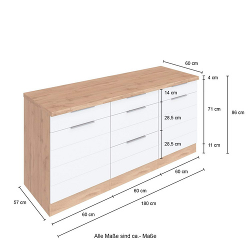 Thumbnail - HELD MÖBEL Unterschrank »Faro«, BxHxT: 180 x 86 x 60 cm, Holzwerkstoff - grau