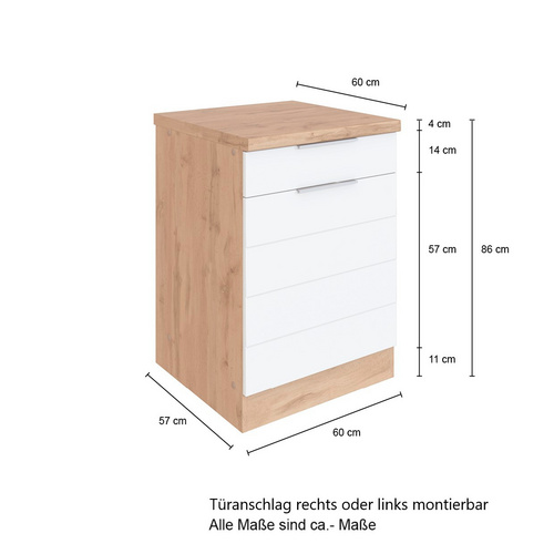 Thumbnail - HELD MÖBEL Unterschrank »Faro«, BxHxT: 60 x 86 x 60 cm, Holzwerkstoff - weiss