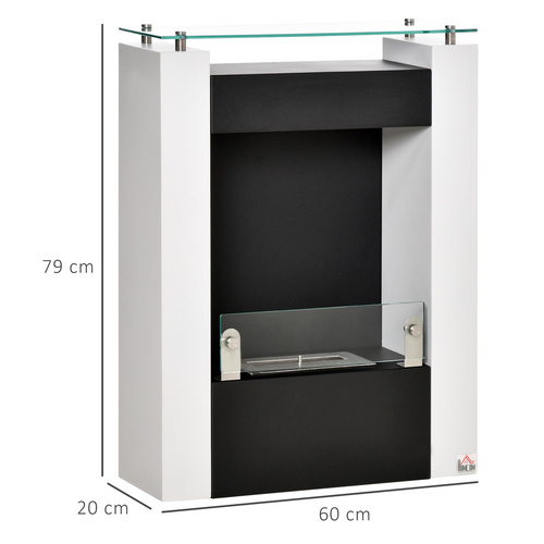 HOMCOM Ethanol-Kamin, BxHxT: 20 x 79 x 20 cm, Stahl - weiss (Rabatt: 20 %)