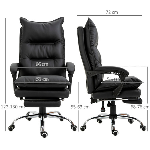 Thumbnail - Vinsetto Bürostuhl, BxH: 64 x 121 cm, höhenverstellbar, Gestell aus Kunststoff - schwarz