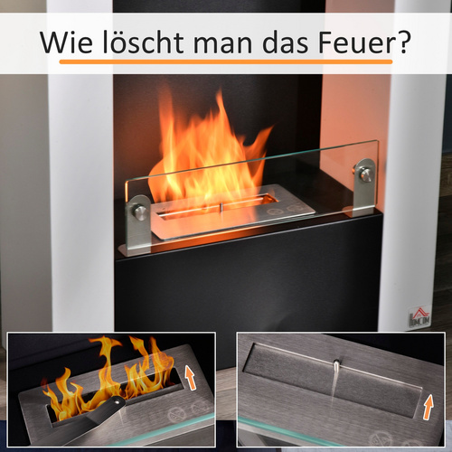 HOMCOM Ethanol-Kamin, BxHxT: 20 x 79 x 20 cm, Stahl - weiss (Rabatt: 20 %)