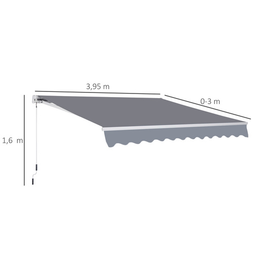 Thumbnail - Outsunny Markise, BxL: 395 x 300 cm, Aluminium/Polyester - grau