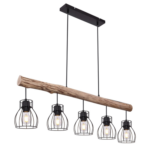 Globo Retro Decken Hänge Lampe Holz Balken Wohn Zimmer Beleuchtung Gitter Pendel Leuchte 15326-5N - Bild 4
