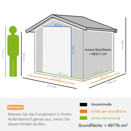 Outsunny Gerätehaus, Metall, BxHxT: 277...