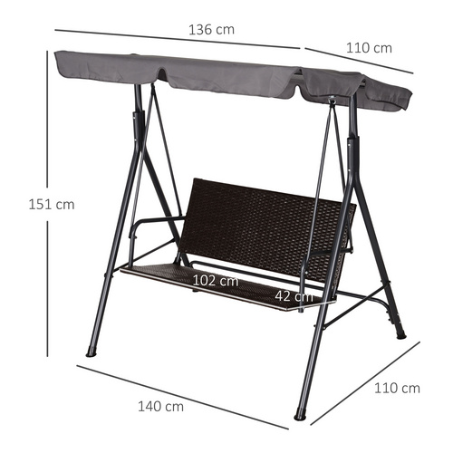 Outsunny Hollywoodschaukel, 2-Sitzer, sc...
