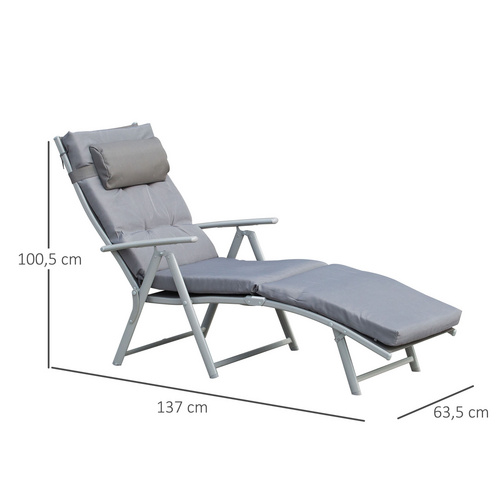 Thumbnail - Outsunny Gartenliege, Metall, BxHxT: 137 x 100,5 x 63,5 cm - grau