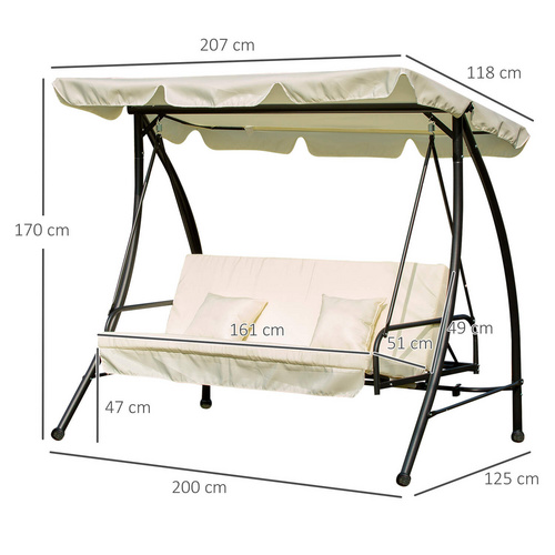 Outsunny Hollywoodschaukel, 3-Sitzer, cr...