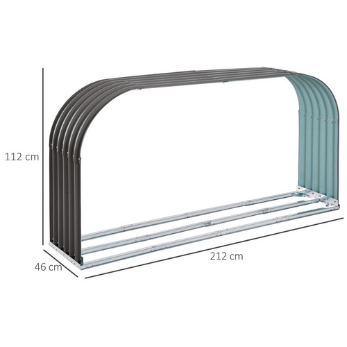 Outsunny Kaminholzständer, BxHxL: 208 x 112 x 46 cm, grau (Rabatt: 15 %)