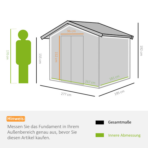 Outsunny Gerätehaus, Metall, BxHxT: 277...