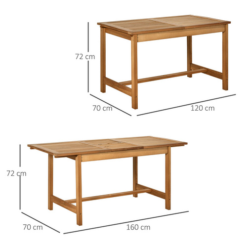 Outsunny Ausziehtisch, BxHxT: 160 x 72 x...