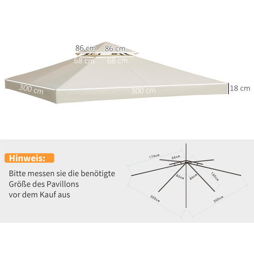 Outsunny Ersatzdach für Pavillon, creme...