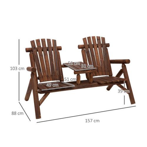 Outsunny Gartenbank, 2-Sitzer, BxHxT: 15...