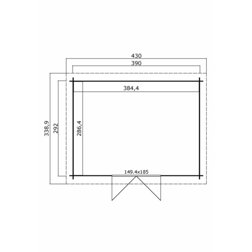 Mr. GARDENER Ferienhaus »Malta«, Holz, BxHxT: 430 x 211 x 338,9 cm (Außenmaße) - grau |  Fichte  |  11,01 m²