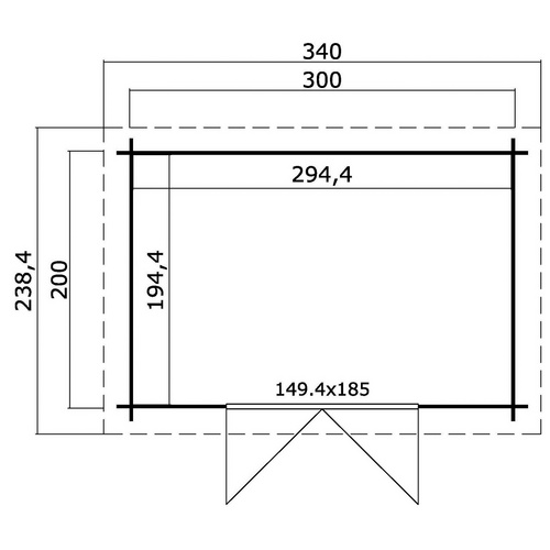 Mr. GARDENER Blockbohlenhaus »Malta 1«, Holz, BxHxT: 344 x 217 x 200 cm (Außenmaße inkl. Dachüberstand) - beige |  Fichte