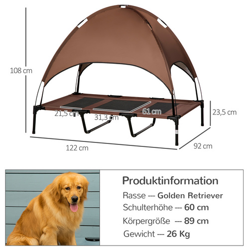 Thumbnail - PawHut Hunde-Bett, BxL: 92 x 50 cm, kaffeefarben/schwarz - bunt